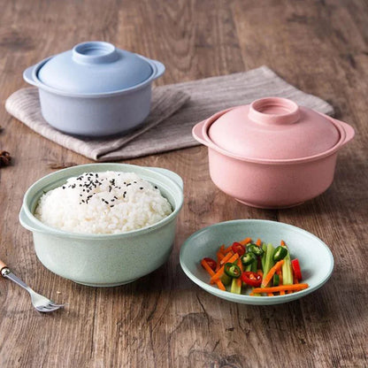 DecorBites™ Japanese Style Instant Noodle Rice Bowl with Lid - Healthy Tableware