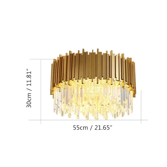 Golden Crystal LED Chandelier 72cm Hanging