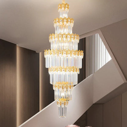 DecorBites™ Crystal Staircase Chandelier: Luxurious European Style for Villa Living