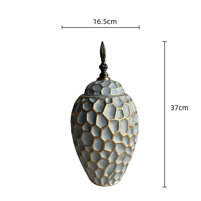DecorBites™ Geometric Diamond Check Ceramic Vase: Home Decor Floral Arrangement & Accessories
