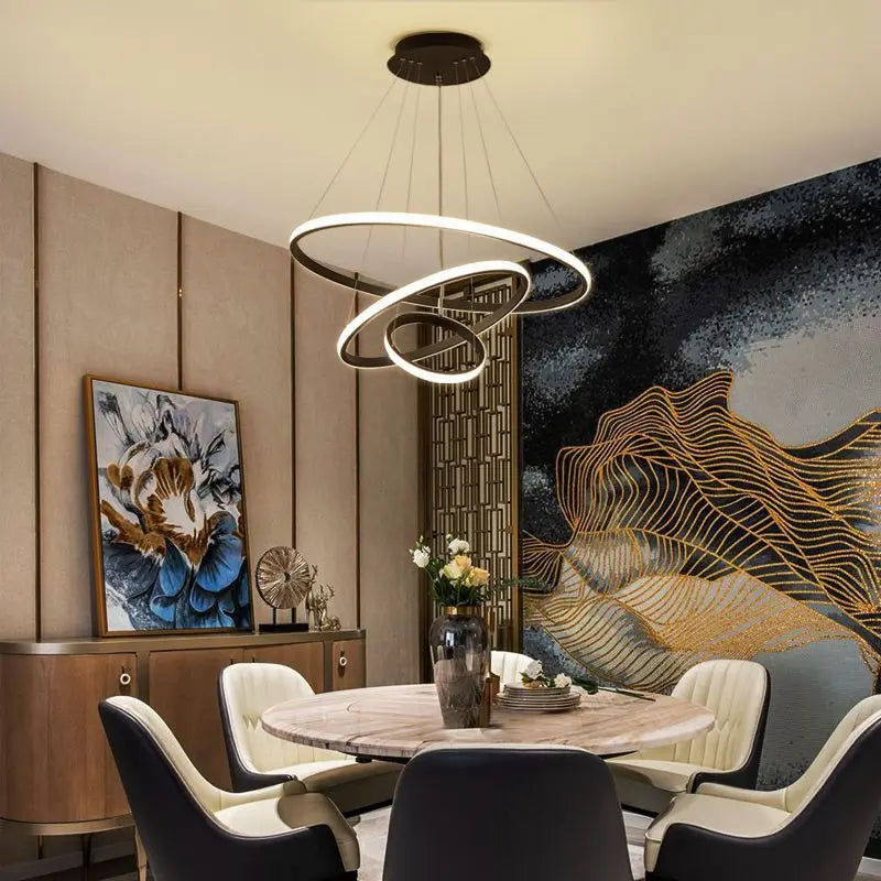 DecorBites™ Circles Chandelier Pendant Lamp 3 Rings Ceiling Light