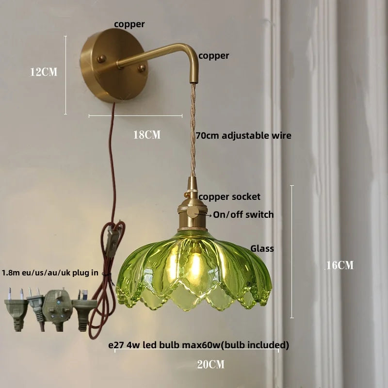 DecorBites™ Green Glass Knob Switch LED Wall Lights for Kitchen, Bedroom, Living Room