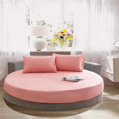 DecorBites™ Cotton Round Bed Sheet Set with Elastic Band, Soft & Skin-Friendly Fitted Sheets