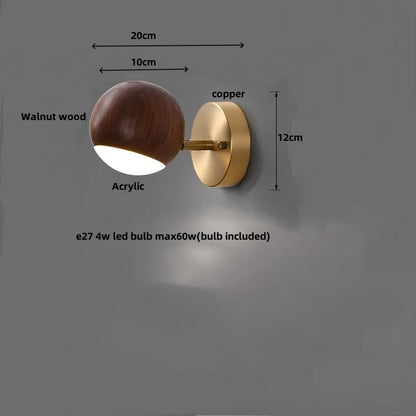 DecorBites™ LED Wall Sconce Light Fixture Walnut Base Modern Art Wandlamp