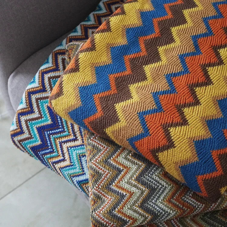 Striped Knit Sofa Blanket