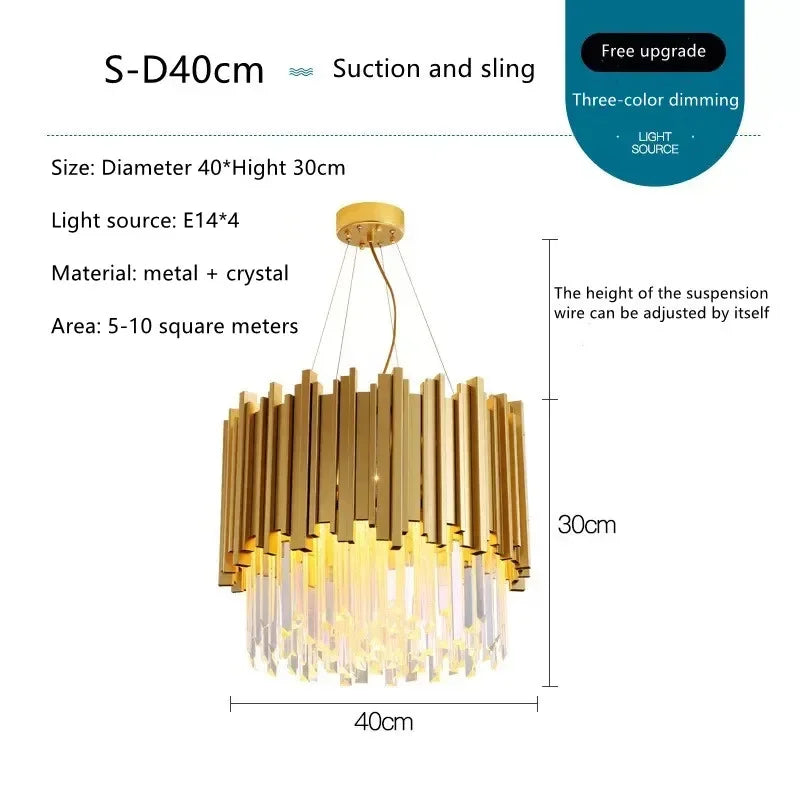Golden Crystal Dining Chandelier