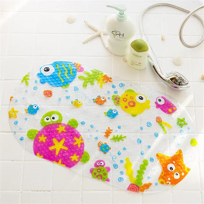 DecorBites™ Kids PVC Bathroom Mat with Suction Cups and Drainage in 12 Colors