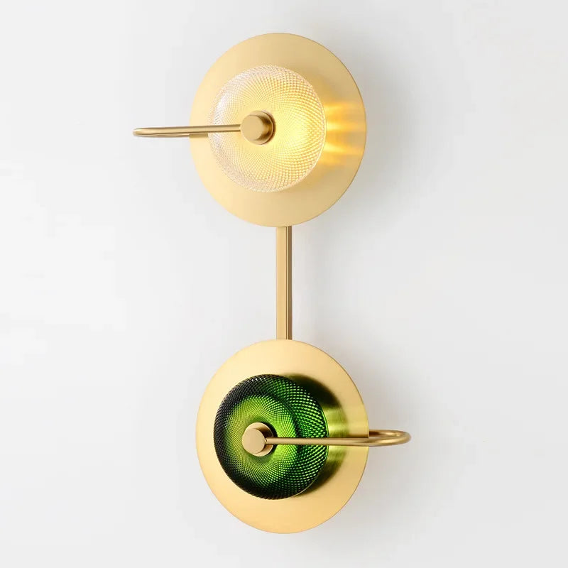 DecorBites™ Green Crystal Wattle Circle Wall Lamp - Nordic Minimalist Art Deco Lights