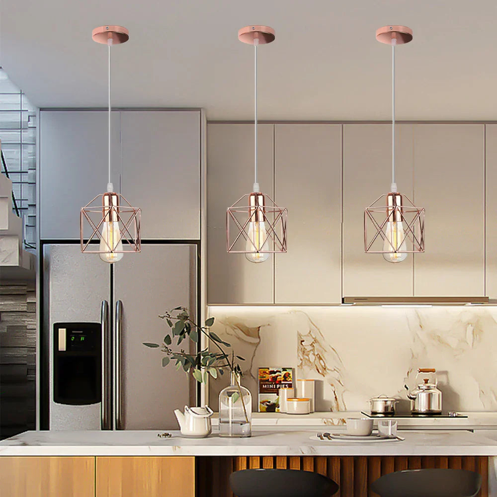 Gold Industrial Pendant Light Adjustable Height