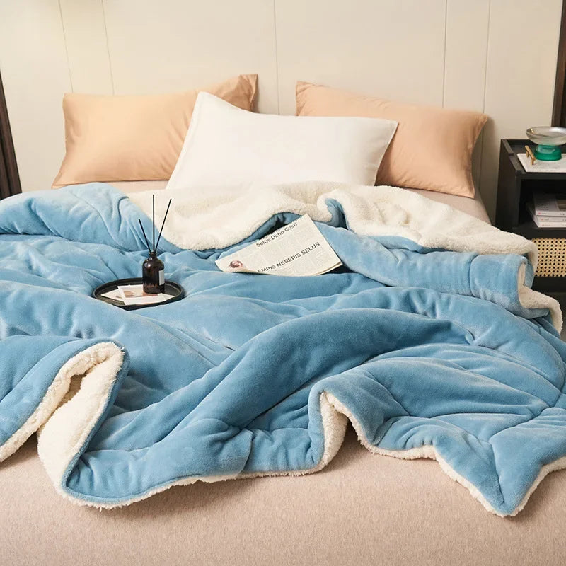 DecorBites™ Double Layer Queen Blanket Super Soft Plush Warm Comfort for Autumn/Winter