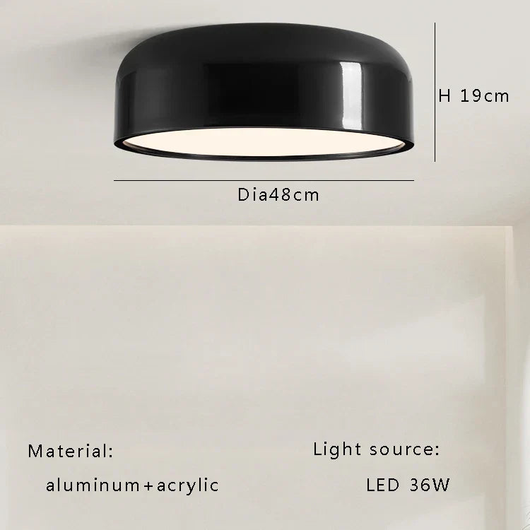 DecorBites™ Italian Minimalist Round LED Ceiling Lamp Black White Bedroom Light