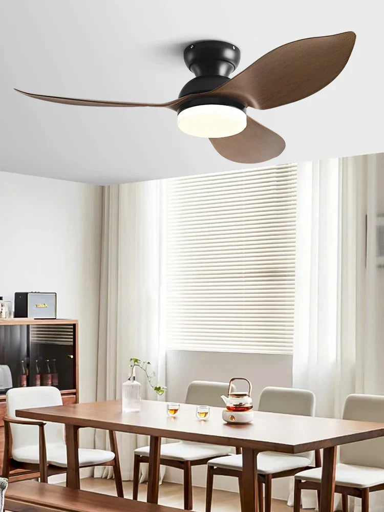DecorBites™ 48" Black Low Floor Ceiling Fan with Modern Design and LED Light