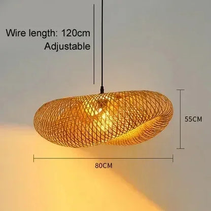 Handwoven Bamboo Pendant Light Vintage Woven Shade
