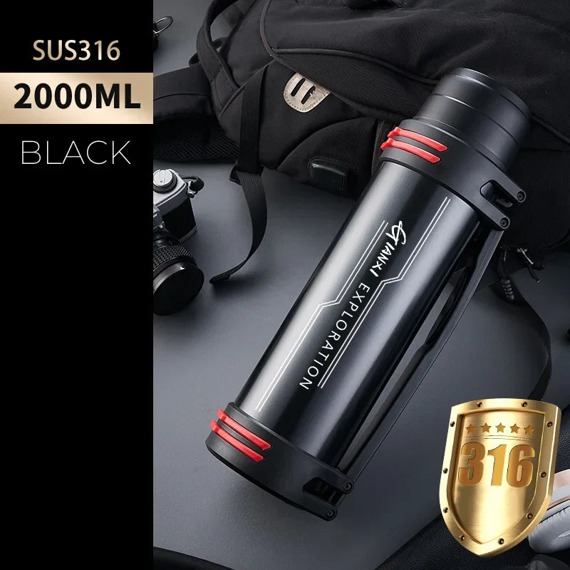 DecorBites™ Insulated Stainless Steel Water Bottle Large Capacity Flask Outdoor Travel Cup