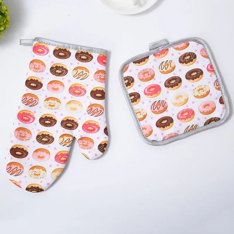 DecorBites™ Cotton Kitchen Baking Microwave Gloves for Heat Resistant Baking Oven Safety
