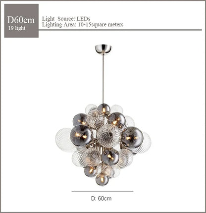 DecorBites™ Glass Globe LED Chandelier Pendant Light for Nordic Luxury Living Room
