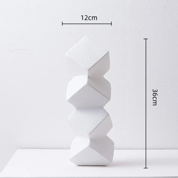 DecorBites™ Geometric Square Sculpture Stack Figurine Home Decoration Accessory