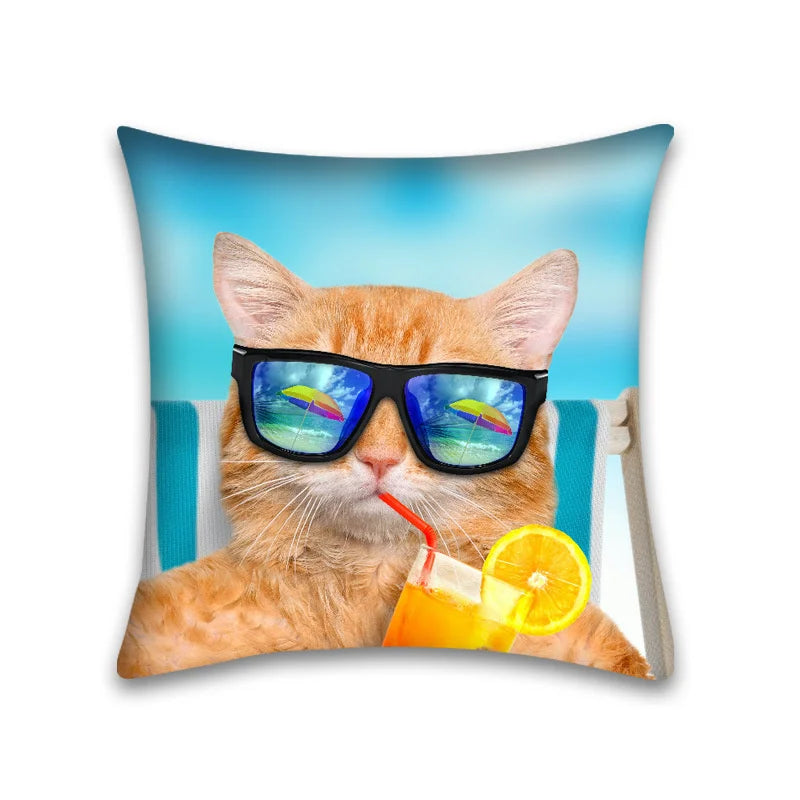 DecorBites™ Cute Cat Anime Pillow Case – 45x45cm Cartoon Cushion Cover for Home and Office