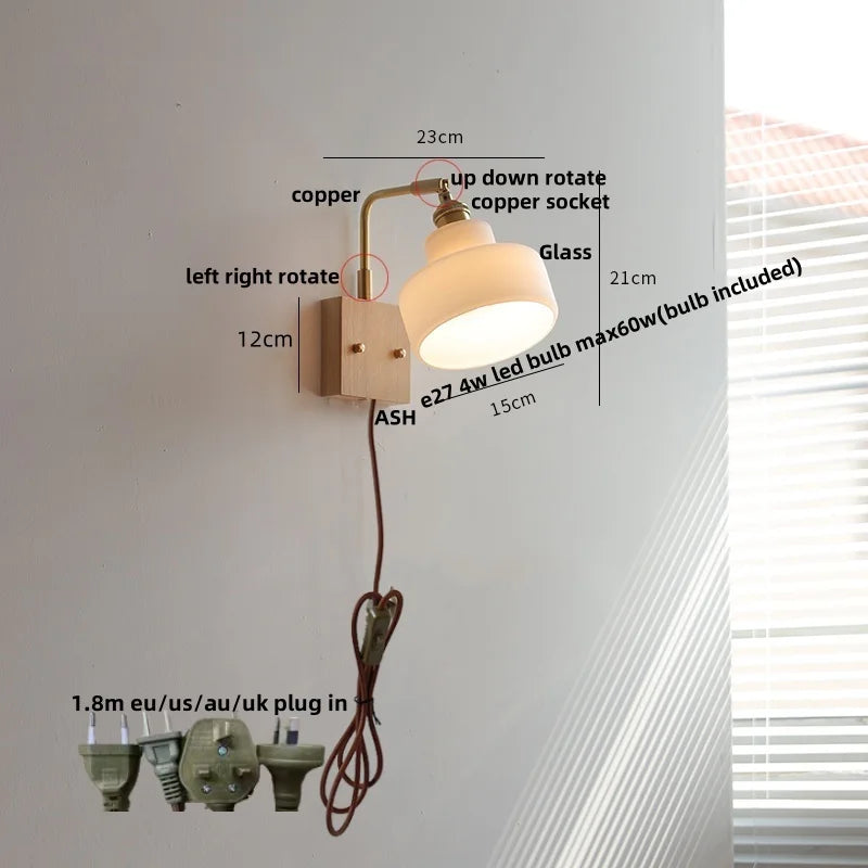 Brass Walnut Wall Sconce