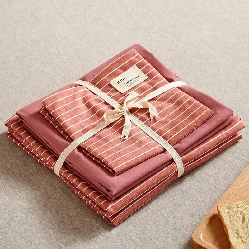 Cotton Grid Print Bed Set