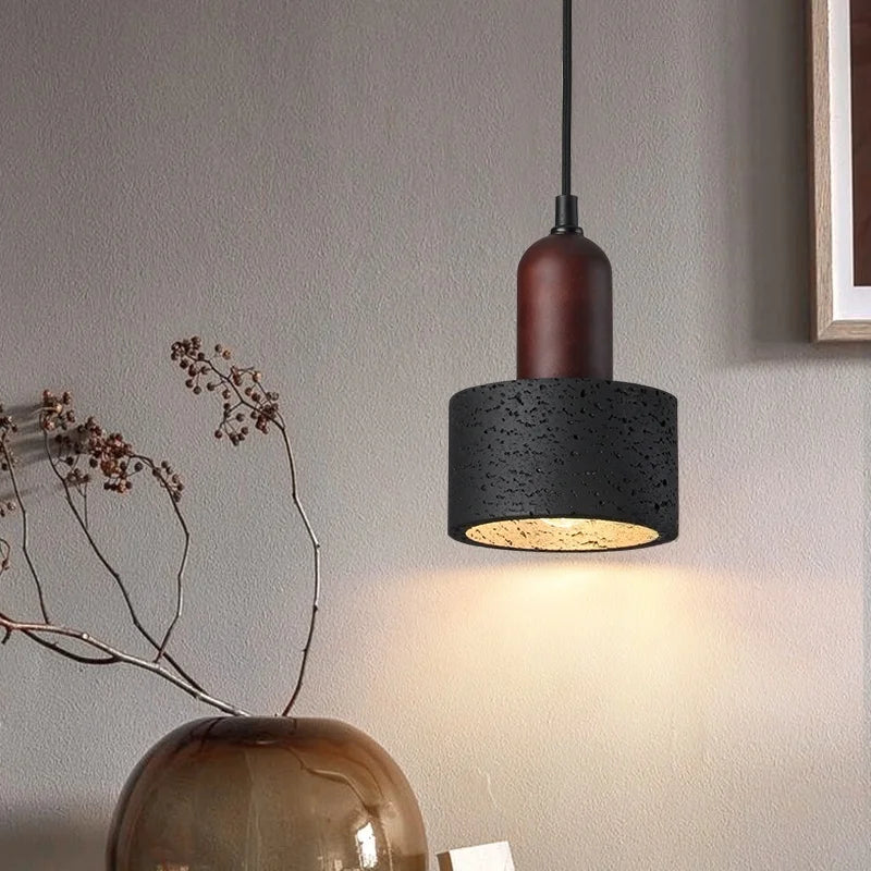 DecorBites™ Black Travertine Pendant Light: Nordic Modern LED Hanging Lamp for Living Room & Bedroom