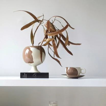 DecorBites™ Irregular Grain Spherical Ceramic Vase for Home Decoration and Floral Arrangements