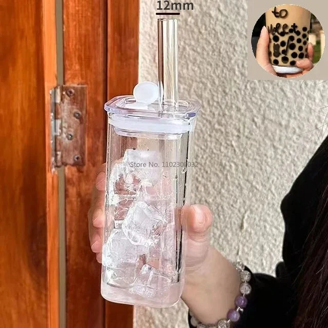 Glass Lid Straw Cup