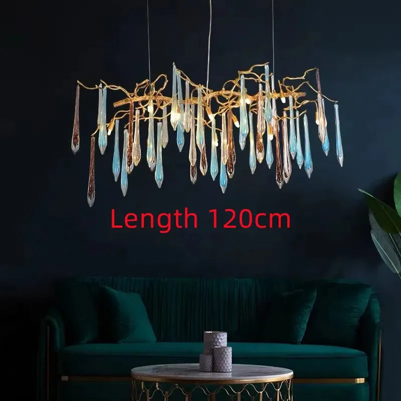 Gold LED Branch Chandelier Aluminum Dia100cm