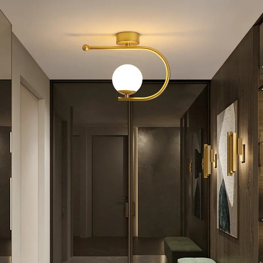 DecorBites™ Gold Glass LED Ceiling Light Simple Home Decor Living Room Bedroom Fixture