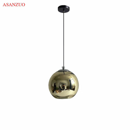 DecorBites™ Glass Pendant Lights 15cm/20cm Round Ball Hanging Lamp in Golden/Copper/Silver Plating