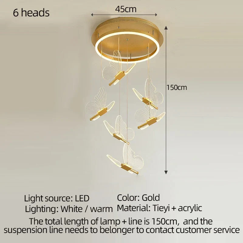 DecorBites™ LED Chandelier: Modern Butterfly Design, Acrylic, Exhibition Hall, Staircase, Bedroom Night Lamp Lighting Fixtures