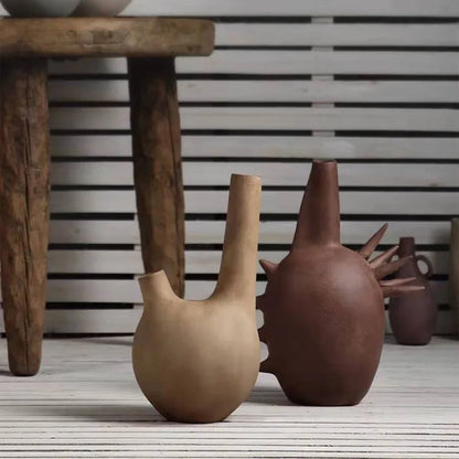 DecorBites™ Geometric Stoneware Vase Vintage Art Craft Home Decor Ornaments