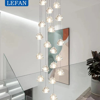 Modern Crystal Ball Pendant Light in Silver Iron