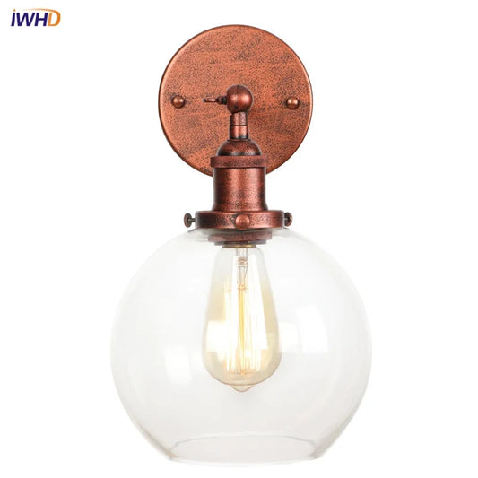 DecorBites™ Glass Globe LED Wall Sconce Modern Industrial Rustic Vintage Bedside Lamp