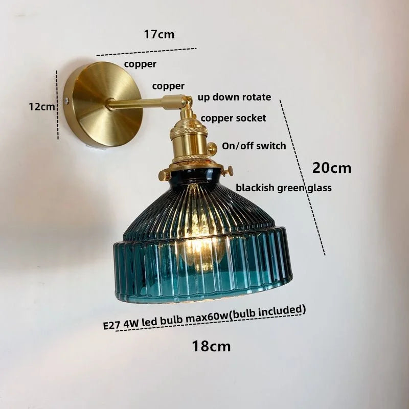 DecorBites™ Glass Pull Chain LED Wall Lamp Copper Socket Study Living Room Stair Light