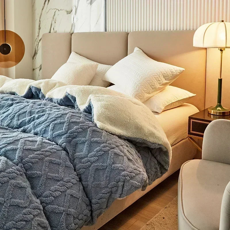 DecorBites™ Cozy Cashmere Blanket Duvet Cover - Soft Warm Fleece Quilt Cover for Beds