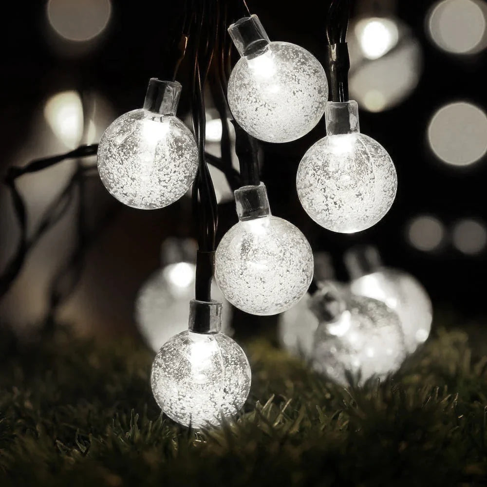 DecorBites™ Crystal Ball Solar Fairy Lights for Outdoor Garden Christmas Wedding Decor