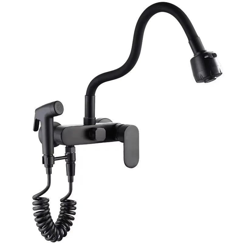 Matte Black Kitchen Faucet Wall Mounted