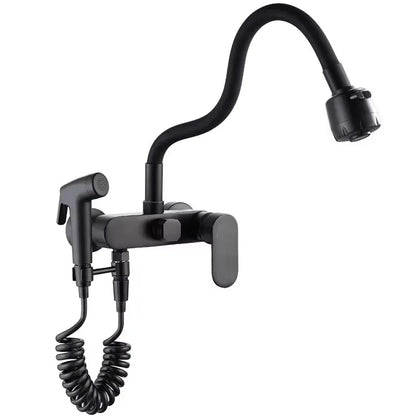 Matte Black Kitchen Faucet Wall Mounted