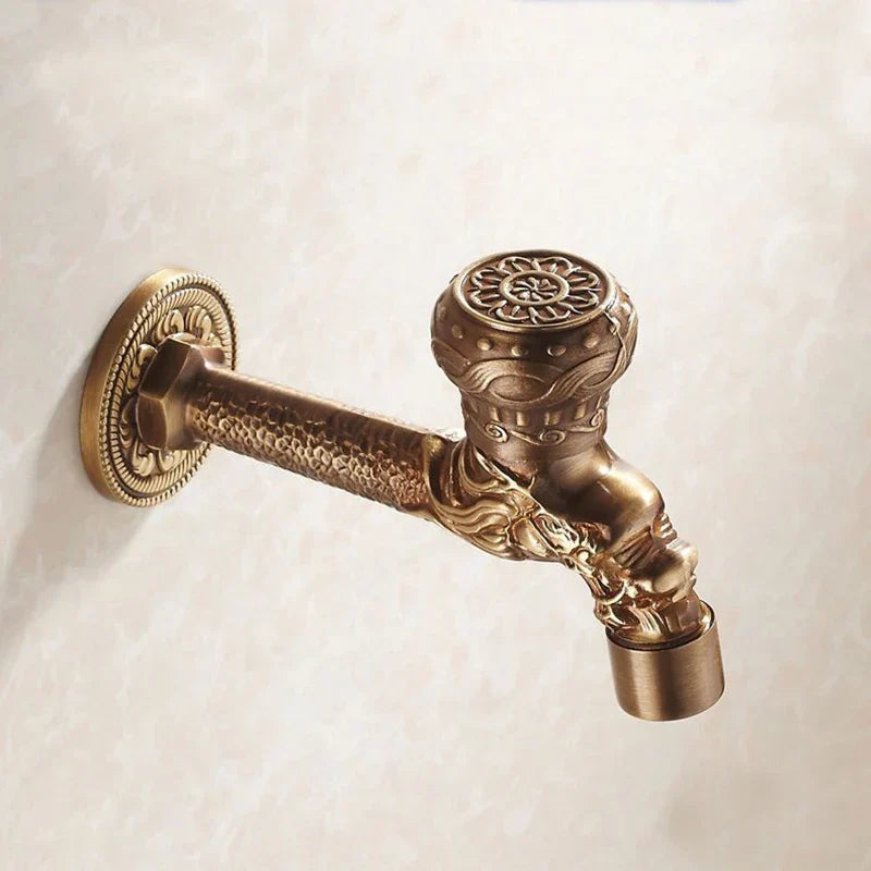 DecorBites™ Dragon Carved Antique Bronze Mop Faucet for Bathroom and Garden