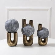 Gold Geometric Ceramic Enamel Flower Vase