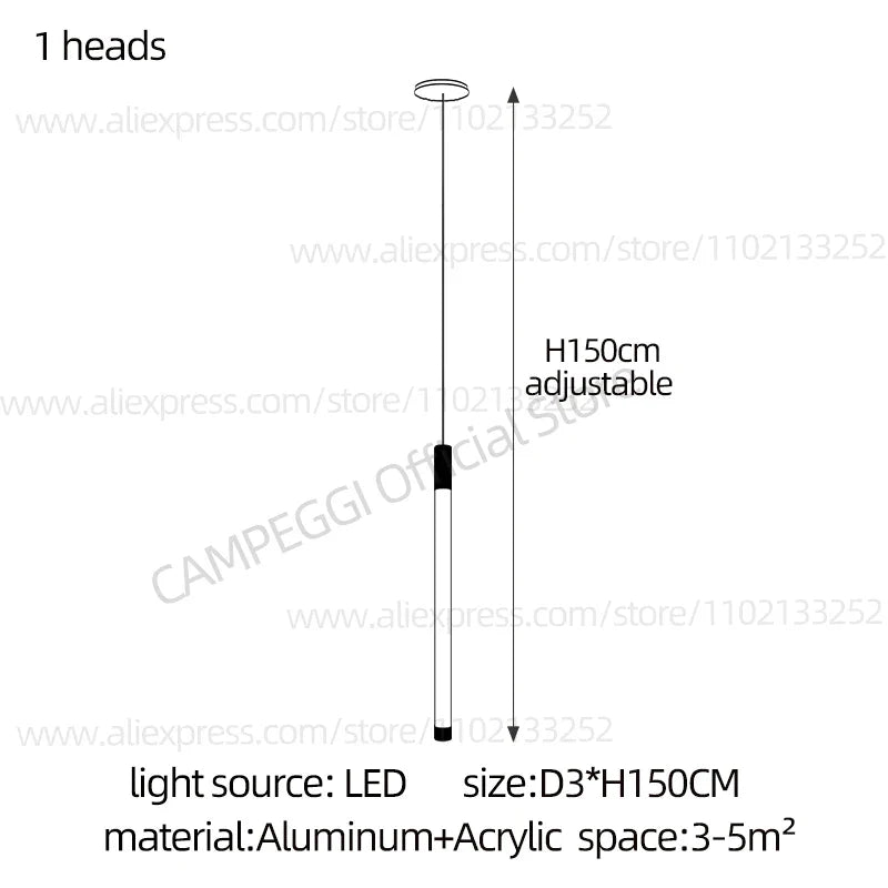 DecorBites™ Golden Tube Chandelier: Modern Designer LED Staircase Light for Nordic Loft Apartment