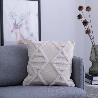 DecorBites™ Lace Tassel Cushion Tufted Sofa Pillowcase for Office Chair Pad