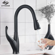 Black Pull-Out Kitchen Faucet Dual-Function Spout