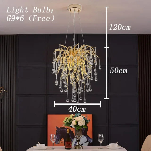 DecorBites™ Crystal LED Chandelier: Elegant Modern Luxury Ceiling Lighting for Living Room Decor