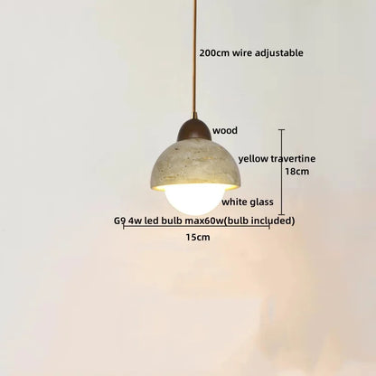 DecorBites™ LED Yellow Travertine Hanging Lamp for Home Decor and Lighting Fixtures