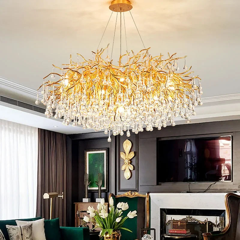 DecorBites™ Crystal LED Chandelier: Elegant Modern Luxury Ceiling Lighting for Living Room Decor
