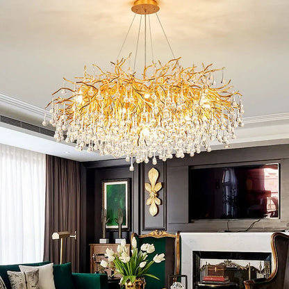 DecorBites™ Crystal LED Chandelier: Elegant Modern Luxury Ceiling Lighting for Living Room Decor