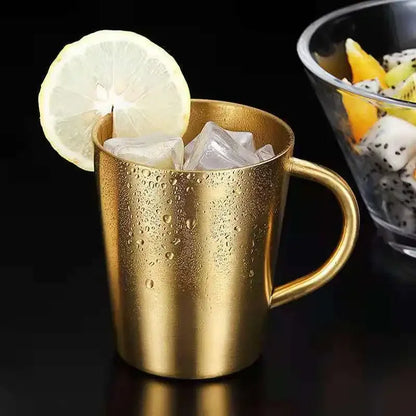 DecorBites™ Double-Layer Stainless Steel Thermal Mug with Handle for Coffee and Beer