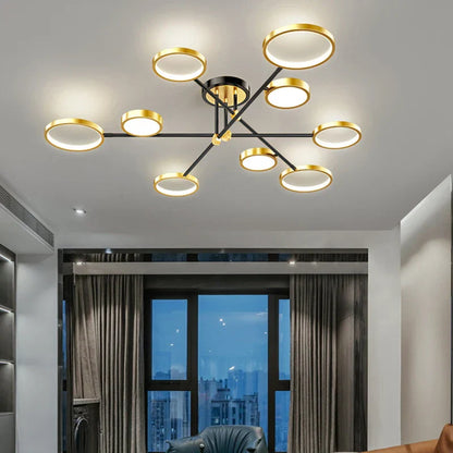 Minimalist Gold Black Chandelier